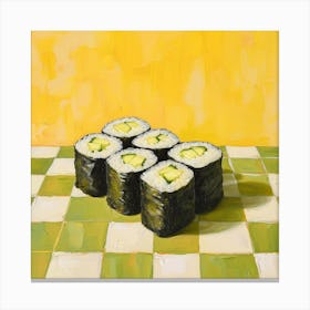 Maki Sushi Yellow Checkerboard 2 Canvas Print