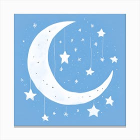 Blue Moon and Stars for Nursery Canvas Print