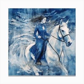 Woman Riding A Horse Canvas Print