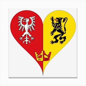 Ahrweiler Coat Of Arms Heart Emblem Lion Eagle Crown Symbol Cut Out Canvas Print