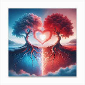 Two Trees In A Heart Shape Canvas Print