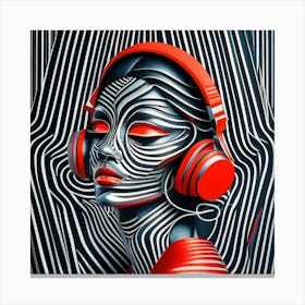 Woman With Headphones 64 Canvas Print