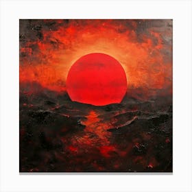 A Silence Covers The Red Setting Sun As Everything Else Around Crumbles Canvas Print