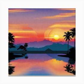 Sunset Over The Water 6 Canvas Print