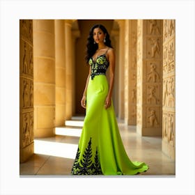 Lime Green Evening Gown 3 Canvas Print