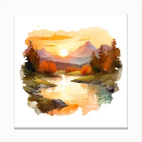 Watercolor Landscape Painting 9 Canvas Print