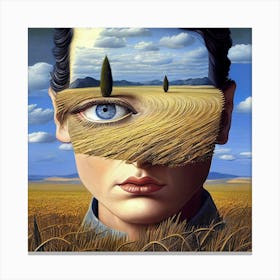 Man In A Field Canvas Print