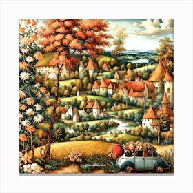 Fall In The Village, by Peter Ghetu 2024 Canvas Print