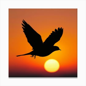 Silhouette Of A Bird In Flight Canvas Print
