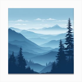 Misty mountains background in blue tone 74 Canvas Print