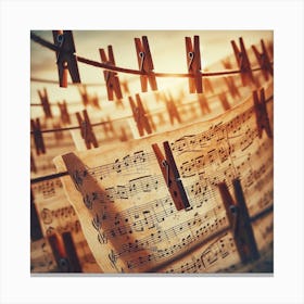 Music Sheet With Clothes Pegs Canvas Print