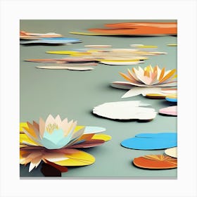 Colorful Water Lilies Collage Canvas Print