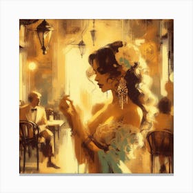 Woman In A Bar Canvas Print