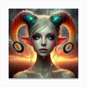 Elven Girl With Horns 8 Canvas Print
