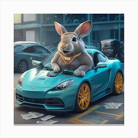 Rabbit In A Sports Car Canvas Print