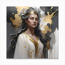 Aphrodite Greek Goddess Gold and watercolor splatter 1 Canvas Print