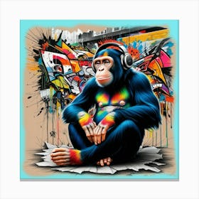 Monkey With Headphones Canvas Print