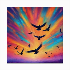 Crows In Flight Canvas Print