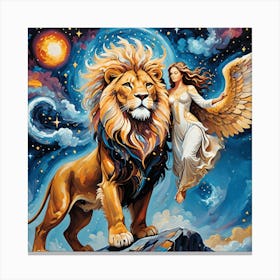 Angel And Lion Canvas Print