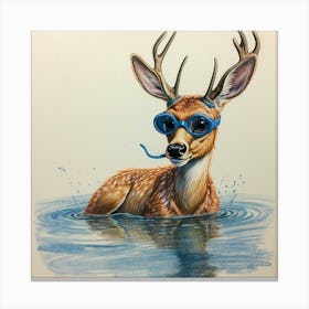 Swimming Deer Canvas Print