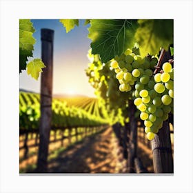 White Grapes In A Vineyard Canvas Print