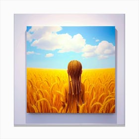 Girl In A Wheat Field Canvas Print