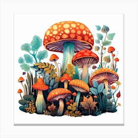 Mushrooms In The Forest 7 Canvas Print