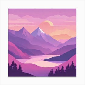 Misty mountains background in purple tone 135 Canvas Print