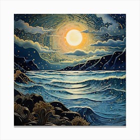 Moonlight Over The Ocean 1 Canvas Print