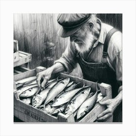 Fisherman At The Fish Market 1 Canvas Print