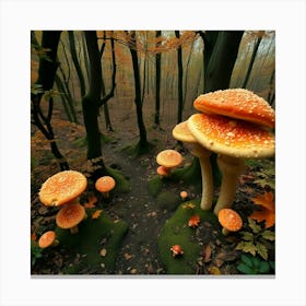 Mushrooms In The Forest 31 Canvas Print