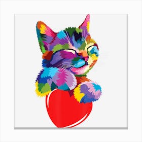 Cute Cat Gift For Kitten Lovers Colorful Art Kitty Adoption Canvas Print