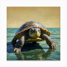 Turtle In The Water 1 Canvas Print