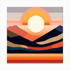 Sunset In The Mountains Abstract Canvas Print