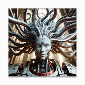 Cyborg With Gorgon Style Hair Canvas Print