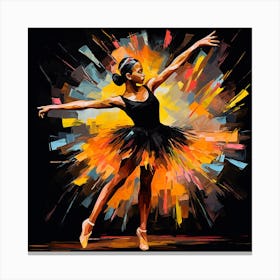 Ballerina In Black And Orange Canvas Print