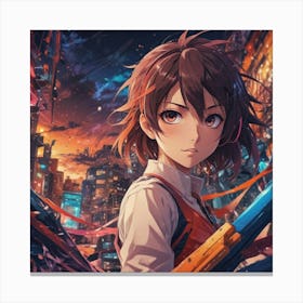 Anime Girl Holding A Gun Canvas Print