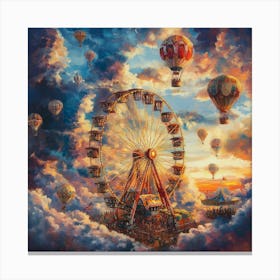 Ferris Wheel In The Clouds Art Canvas Print