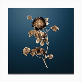 Gold Botanical Rose on Dusk Blue n.0721 Canvas Print