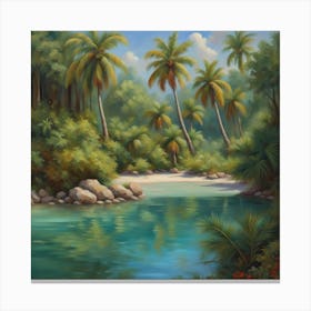 Palm Trees By The Water Canvas Print