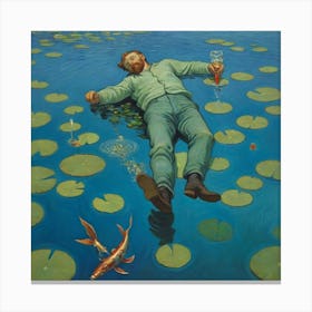 Back to Nature: Floating with Lilies" Canvas Print