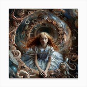 Vortex of Dreams: The Spiraling Descent into Wonderland's Heart Canvas Print