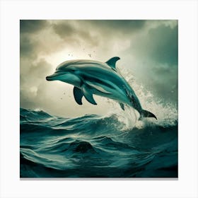 Dolphin Jumping In The Ocean Canvas Print