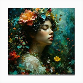 Cosmic Glowing Flower Brilliant Hues Characterart Klimt And Mucha Mysteriousrococo Victorian (1) Canvas Print