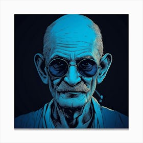 Gandhi Blue Face Head Canvas Print