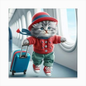Cat On A Plane Canvas Print