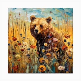 Brown Bear In The Meadow 2 Canvas Print