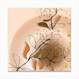 Abstract Branch Warm Sunset Square Canvas Print