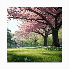 An Awe Inspiring Tree Gleaming With Spring Blossoms Standing Tall Amidst The Tranquility Of A Seren (4) Canvas Print