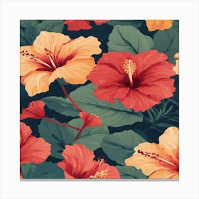 Hibiscus Seamless Pattern 1 Canvas Print